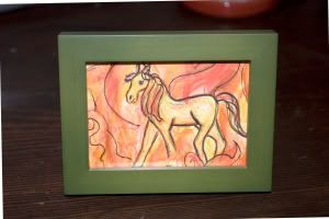 filly,horse painting,fantasy art,firey filly,original aceo,miniature painting,allyon67,etsy art,miller modern art,millermodernart,abstract art,framed art,customer photos,abstract impressionism,animal art