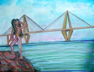 framed artwork,original painting,golden bridge,bridge across forever,sci fi art,fantasy art,figurative,expressionism,modern art,home decor,fine art,art gallery,achitechure,figure painting,abstract art,impressionism,cubism,surreal,landscape,bridge,seascape