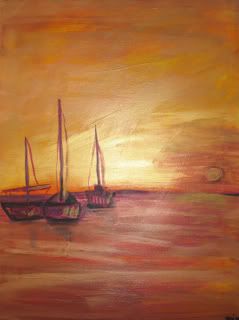 seascapes, boats, acrylic, canvas, original