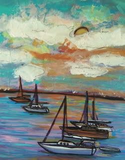 seascapes, boats, acrylic, canvas, original