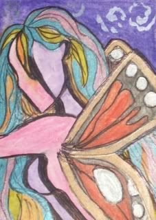 woman, modern, abstract, butterfly, lines