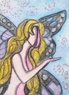 abstract, woman, fairy, fantasy, original,fairy,pixie,little girl,figure,aceo,original painting,bargian art,painting with mat,abstract art,cubism,figurative,fantasy art,etsy art,american artist,buy art,collecting,miniature painting,mixed media