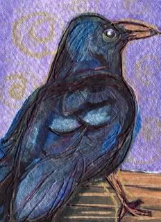 bird, abstract, original, art card