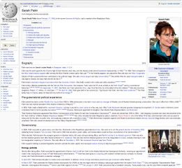 sarah palin wikipedia