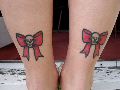 Skull Tattoos Skull With Red Bow Tattoos On Girls Ankles Bookmark It