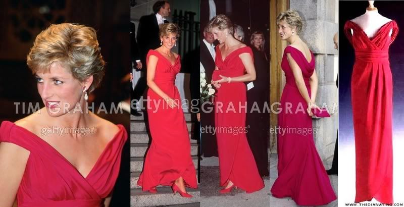 princess diana dress collection. C) Red evening dress
