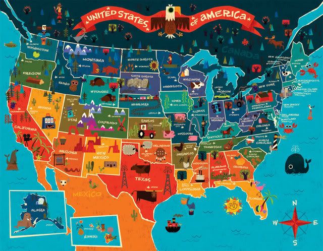 map of united states with states and cities. USA States and Cities map by