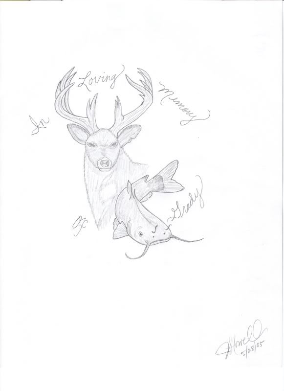 deer/catfish memory tattoo drawing