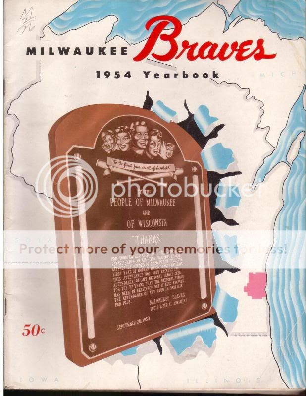 1954 Milwaukee Braves Official Yearbook MLB  