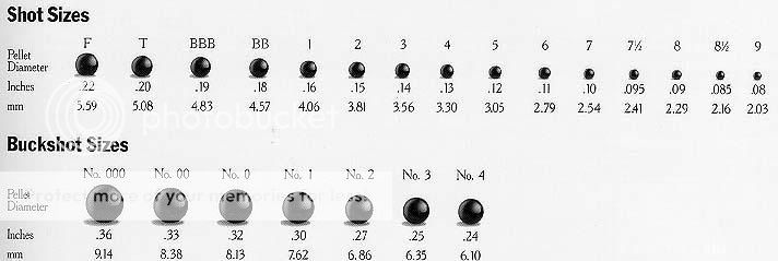 Lead Shot Sizes Chart