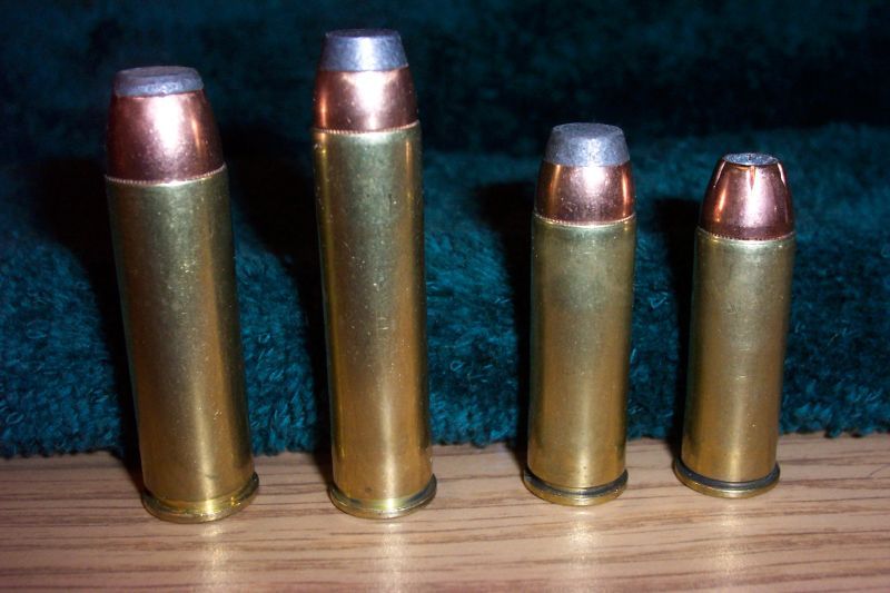 From L to R) 500 Magnum, 460 Magnum, 454 Casull and 44 Magnum (How’d that w...